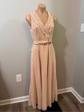 Datiani Vintage Polka Dot Dress Pink Brown 6